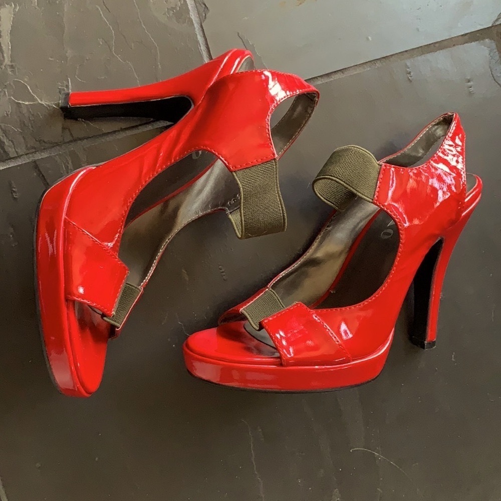 Koko red patent platform heels from London soho